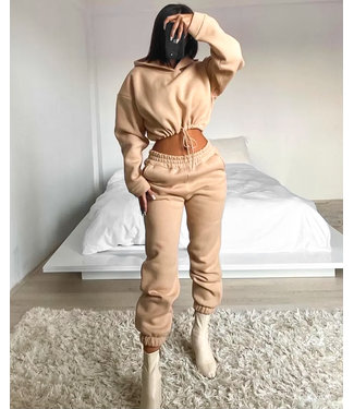 Cropped Two Piece Set / Beige