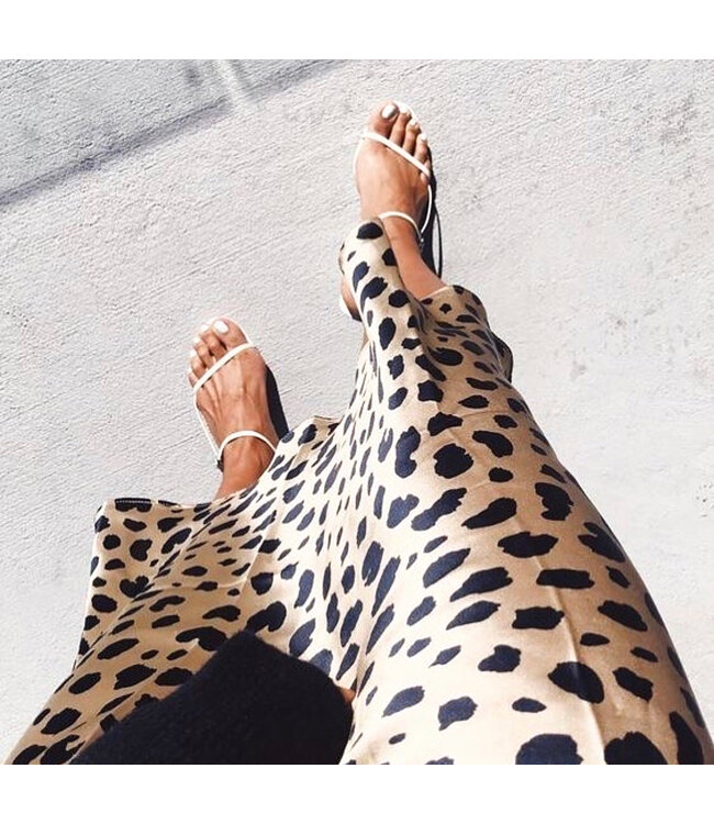 Leopard Satin Midi Skirt