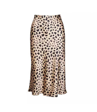 Leopard Satin Midi Skirt