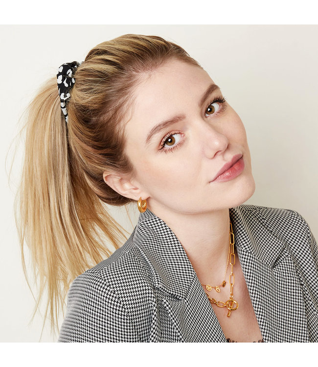 Leopard Pattern Scrunchie / Black