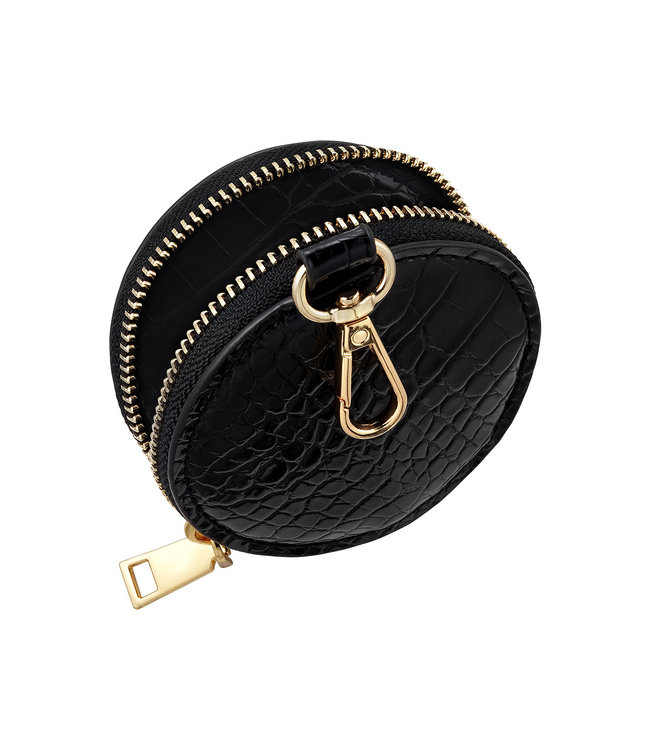 Croco Round Wallet / Black