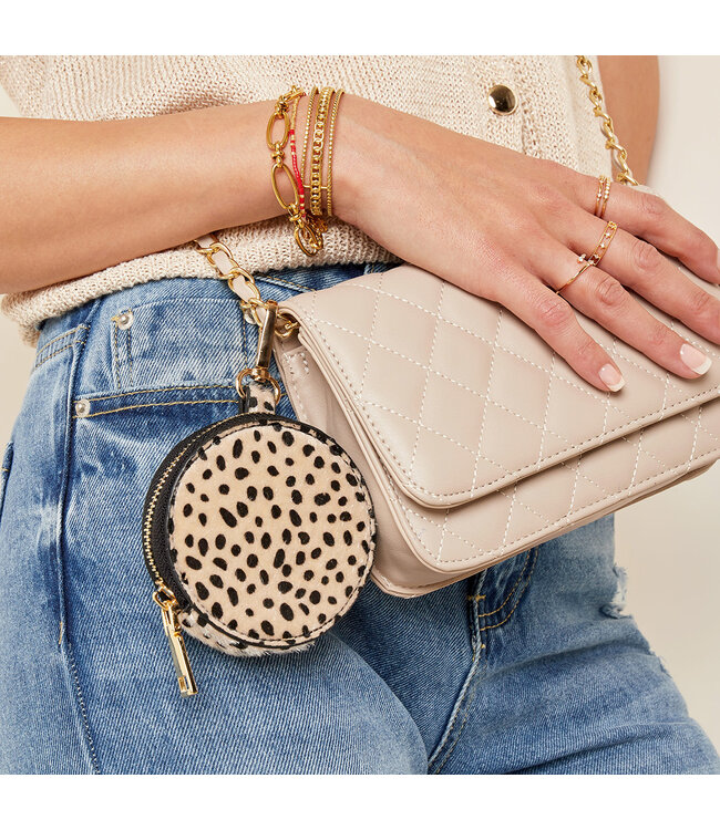 Leopard Round Wallet / Beige