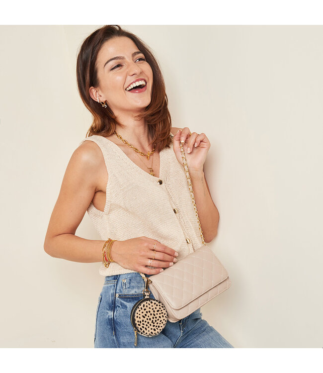 Leopard Round Wallet / Beige