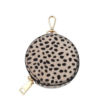 Leopard Round Wallet / Beige