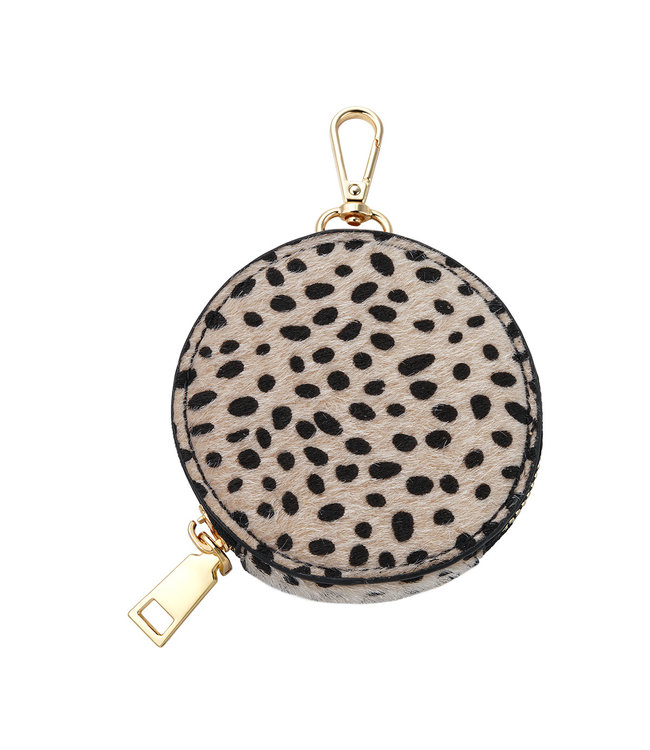 Leopard Round Wallet / Beige