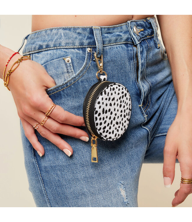 Leopard Round Wallet / White