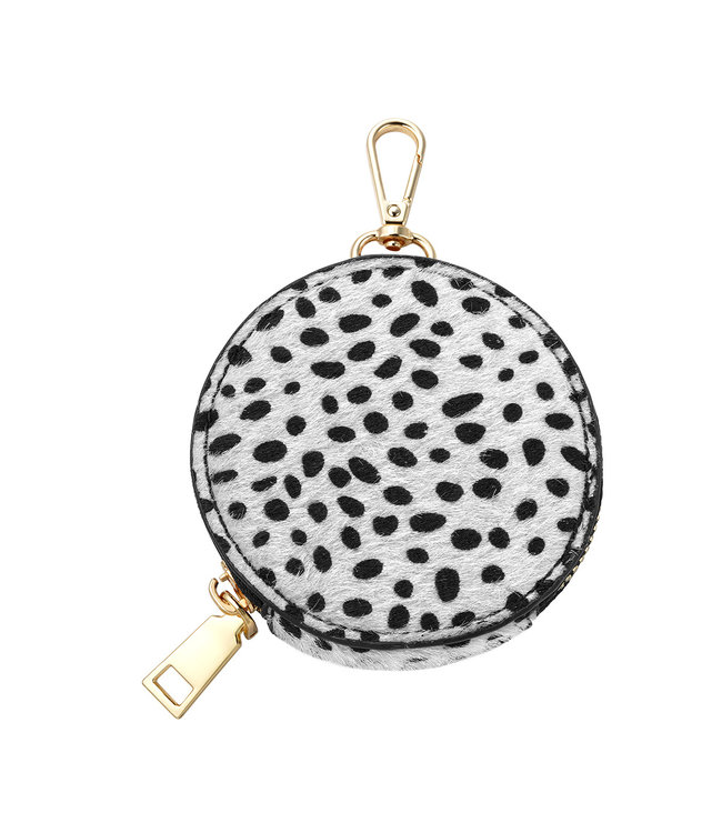 Leopard Round Wallet / White