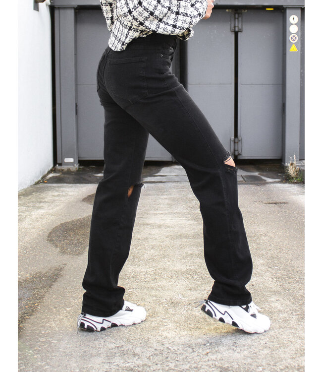 Ripped Straight Leg Jeans