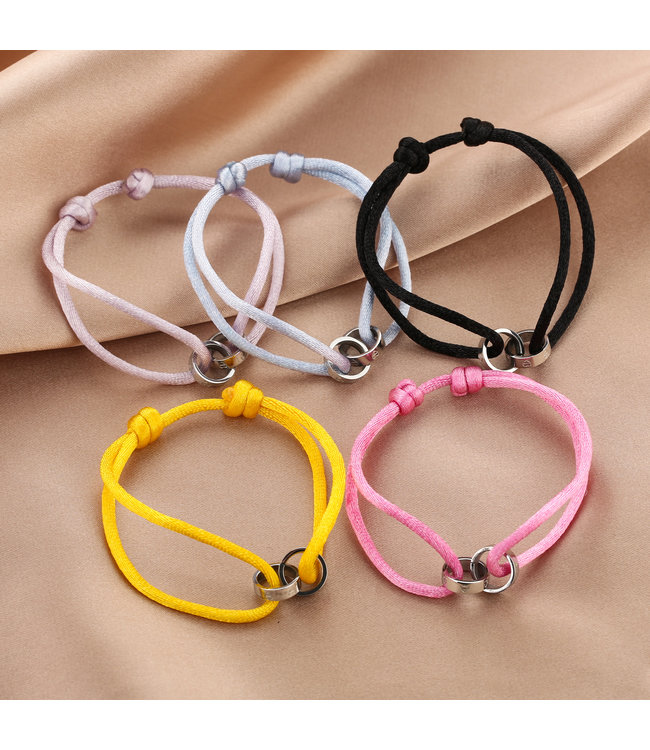 Satin Heart Rings Bracelet