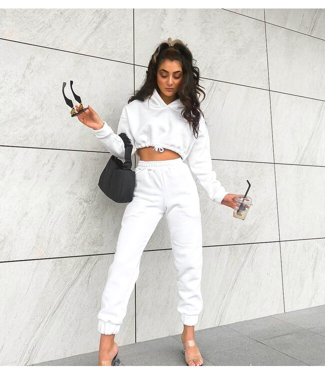 Cropped Two Piece Set / White