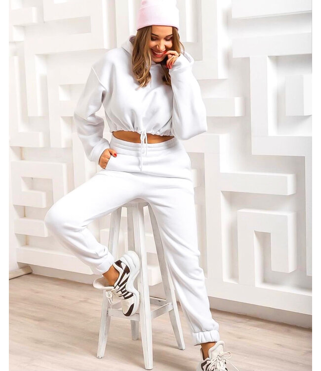 Cropped Two Piece Set / White