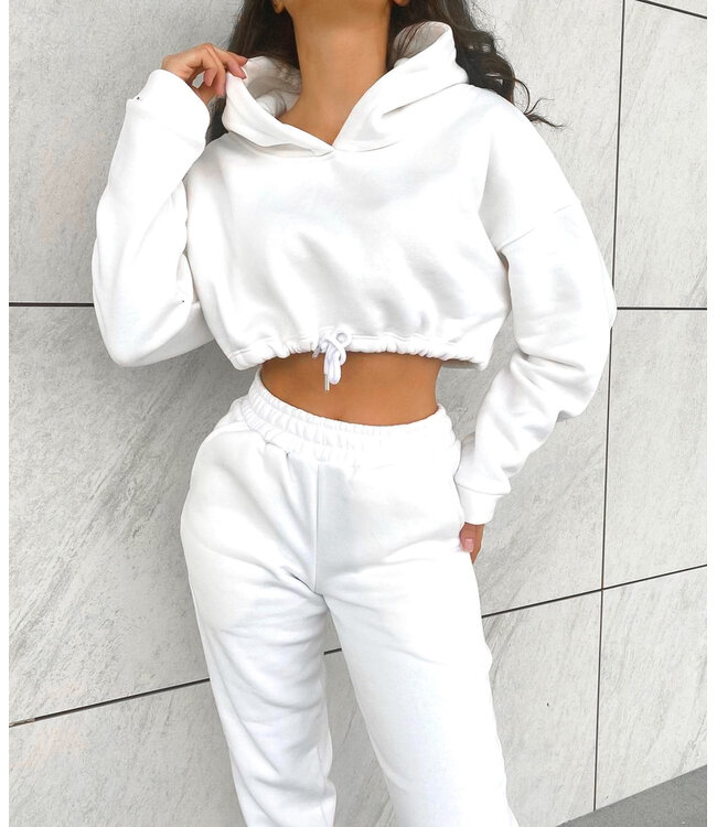 Cropped Two Piece Set / White