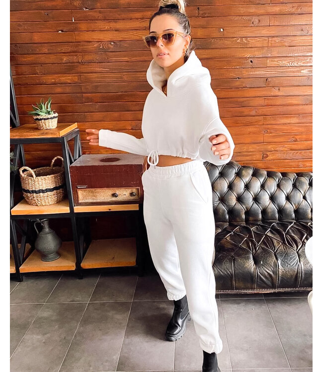 Cropped Two Piece Set / White