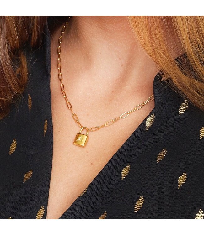 Gold Little Lock Necklace