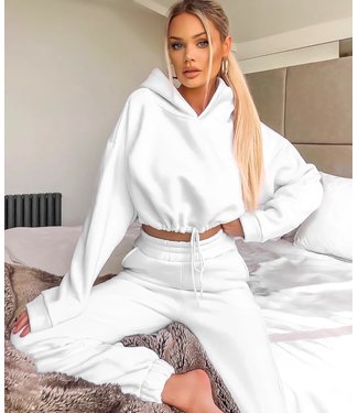 Cropped Two Piece Set / White