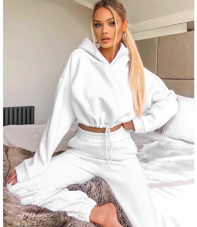 Cropped Two Piece Set / White