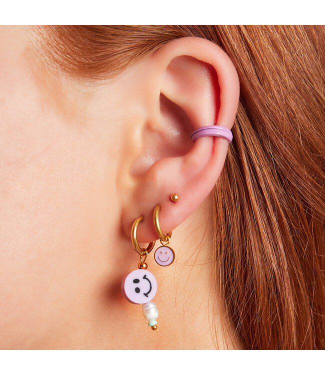 Pastel Smiley Earrings / Lilac