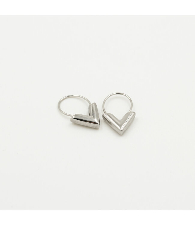 Silver Little V Earrings