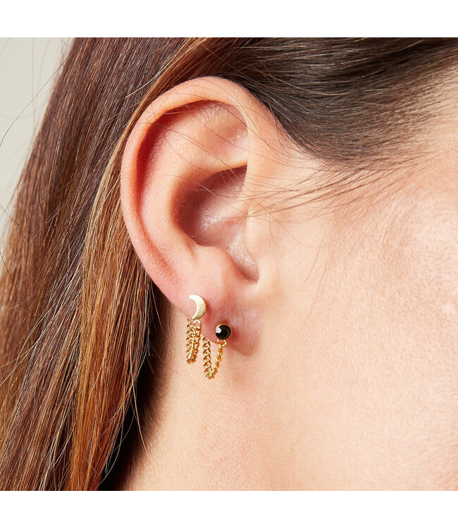 Moon Chain Stud Earrings