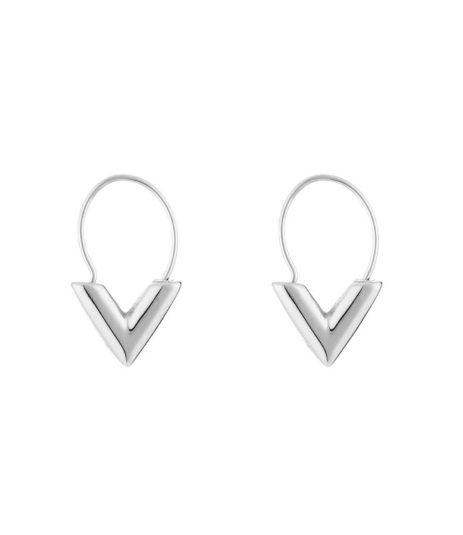 Silver Little V Earrings