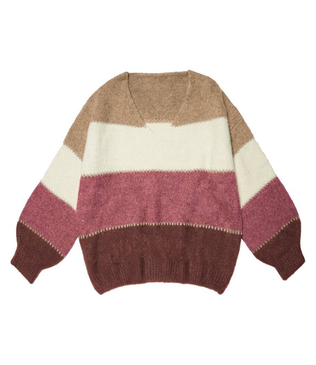 Winter Stripes Sweater / Wine Red