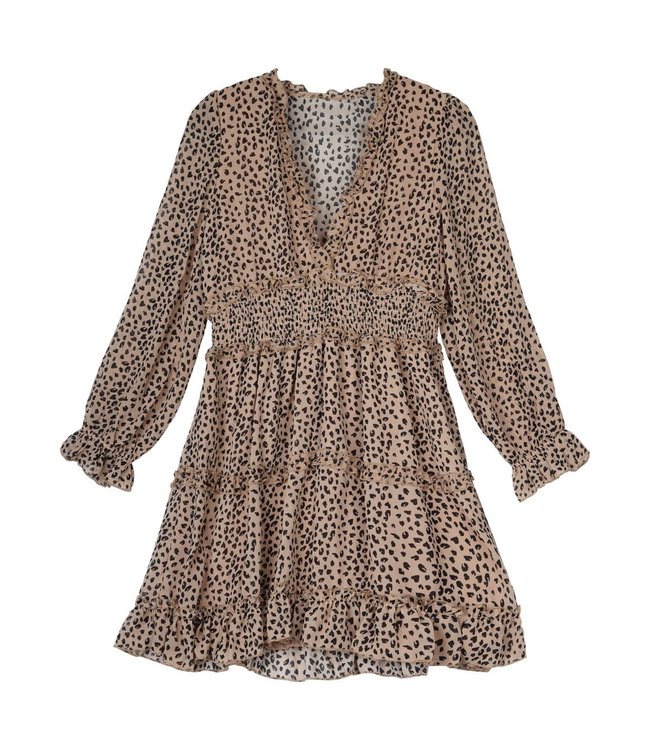 Panther Ruffle Dress / Beige