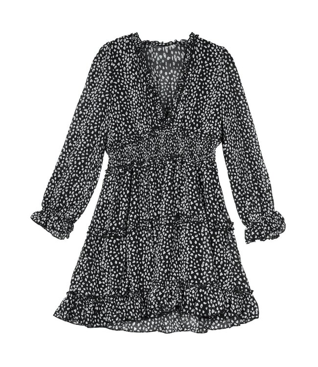 Panther Ruffle Dress / Black