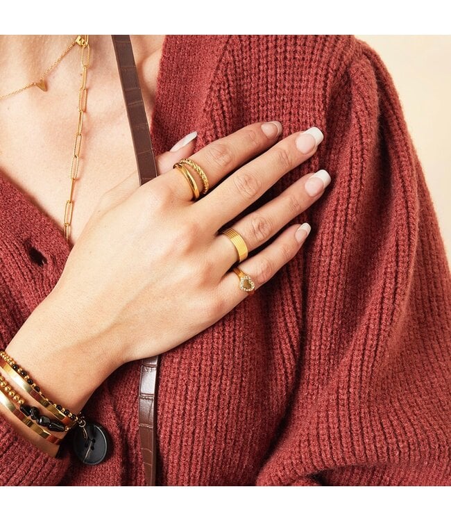 Gold Diamond Heart Ring