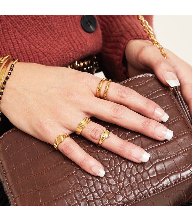 Gold Diamond Heart Ring