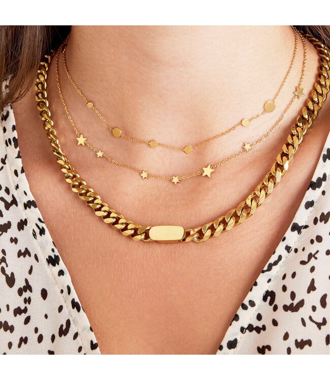 Gold Row of Coins Necklace