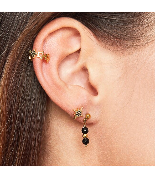 In A Row Stud Earrings - Black