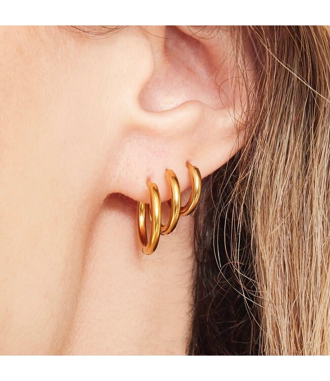 Gold Little Hoops Earrings Set