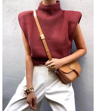 Knit Turtleneck Top / Burgundy Red