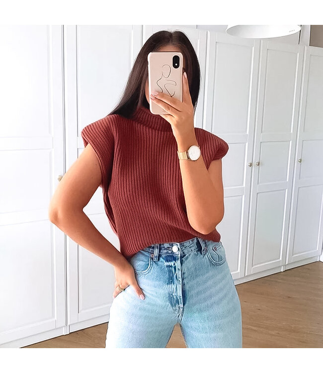 Knit Turtleneck Top / Burgundy Red