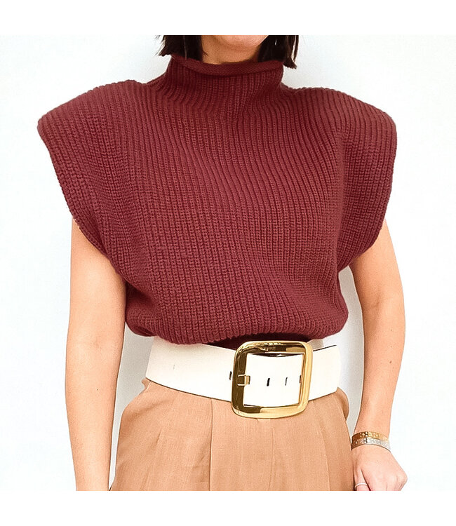 Knit Turtleneck Top / Burgundy Red