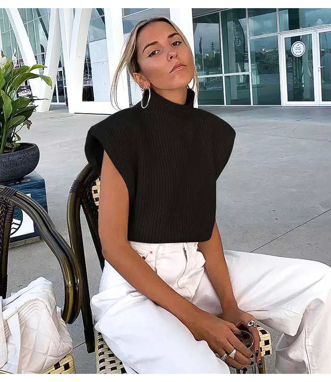 Knit Turtleneck Top / Black