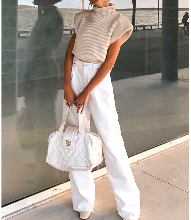 Knit Turtleneck Top / Beige