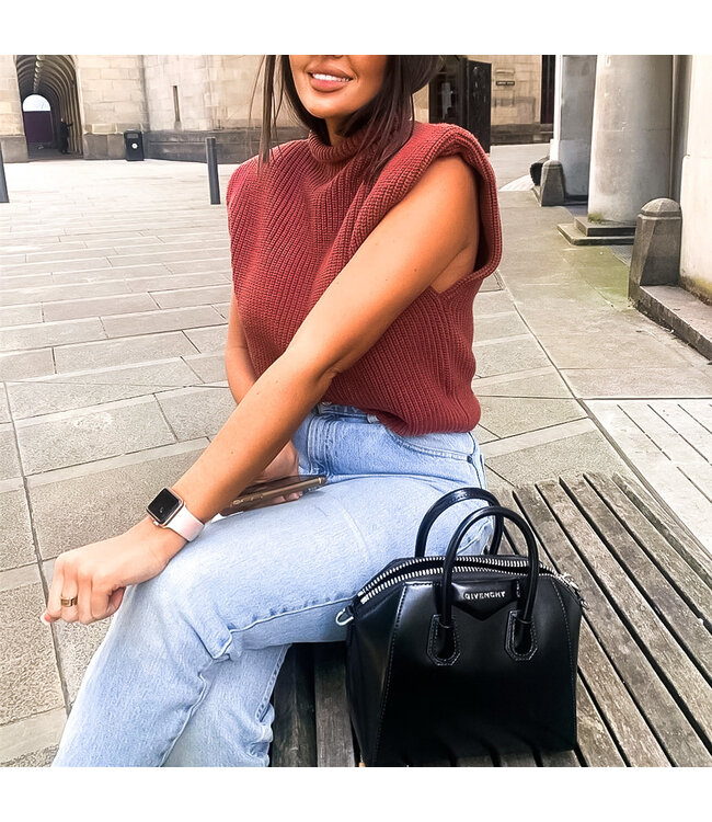 Knit Turtleneck Top / Burgundy Red