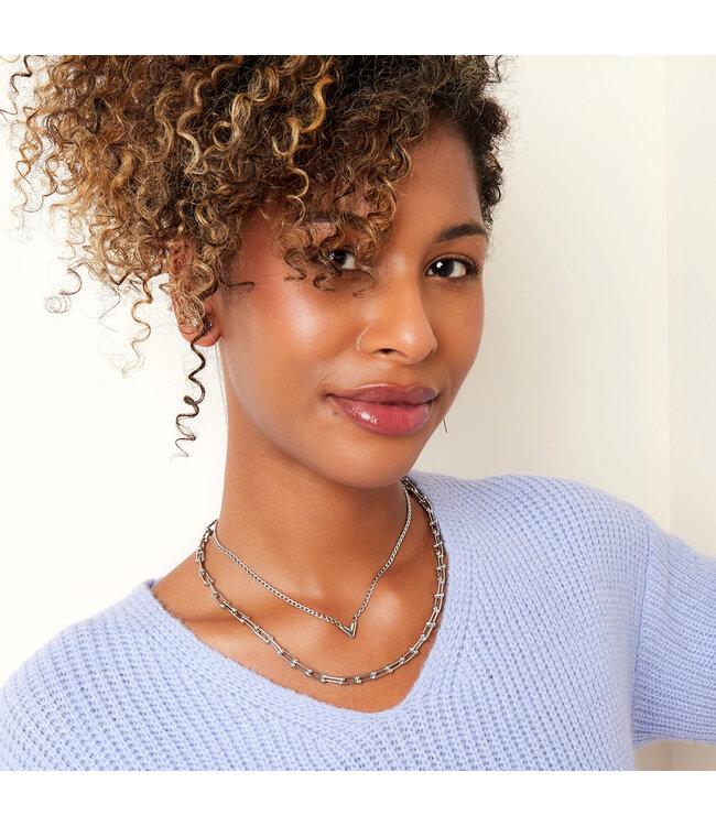 Silver Chained V Necklace