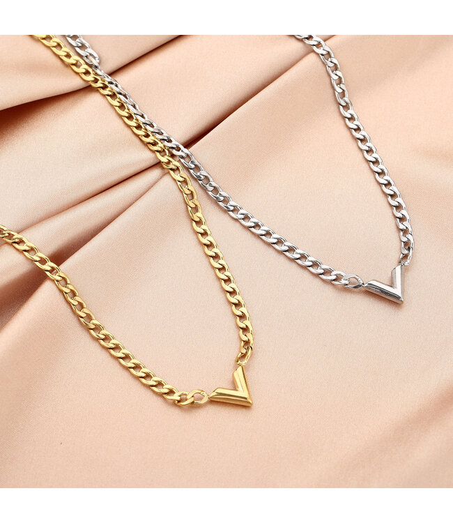 Gold Chained V Necklace
