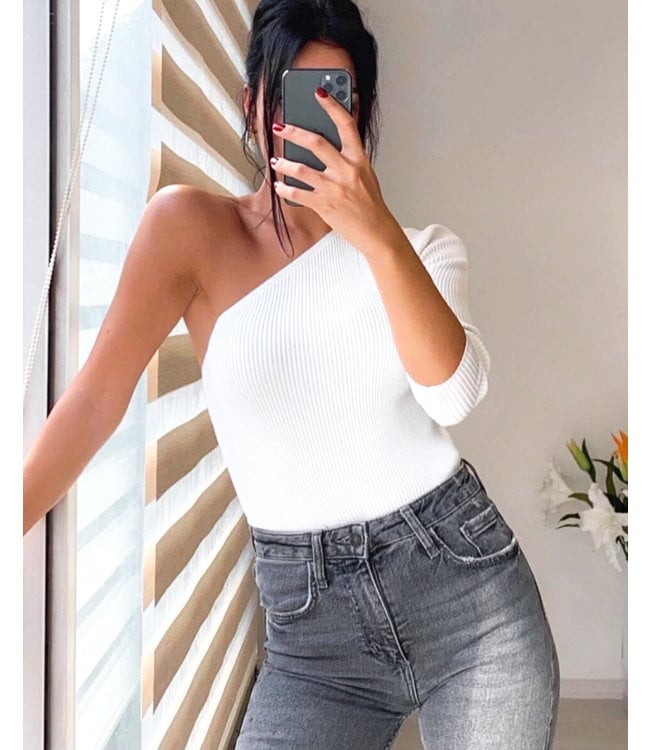 One Shoulder Top / White