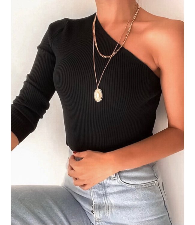 One Shoulder Top / Black