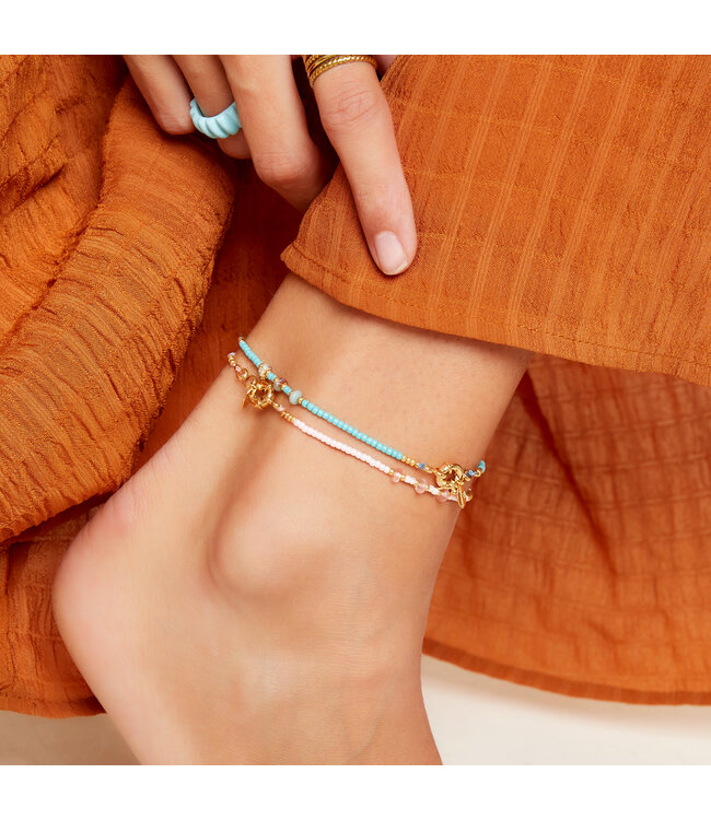 Colorful Beads Anklet / Pink