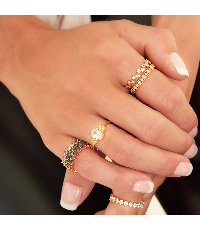 Shiny Crystals Ring / Red