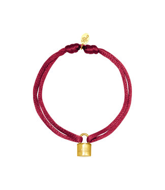 Satin Lock Bracelet / Burgundy Red