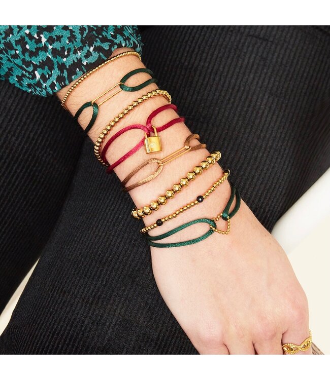 Satin Lock Bracelet / Burgundy Red