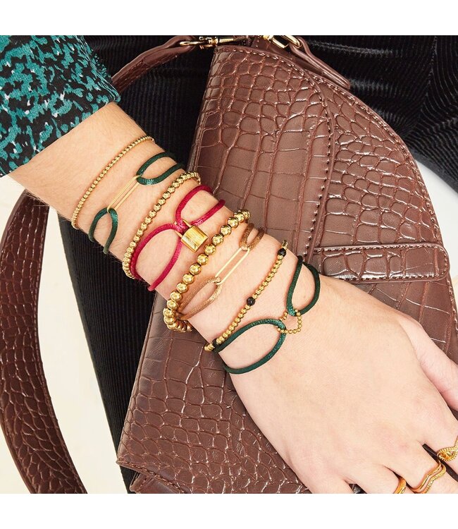 Satin Clip Bracelet / Dark Green