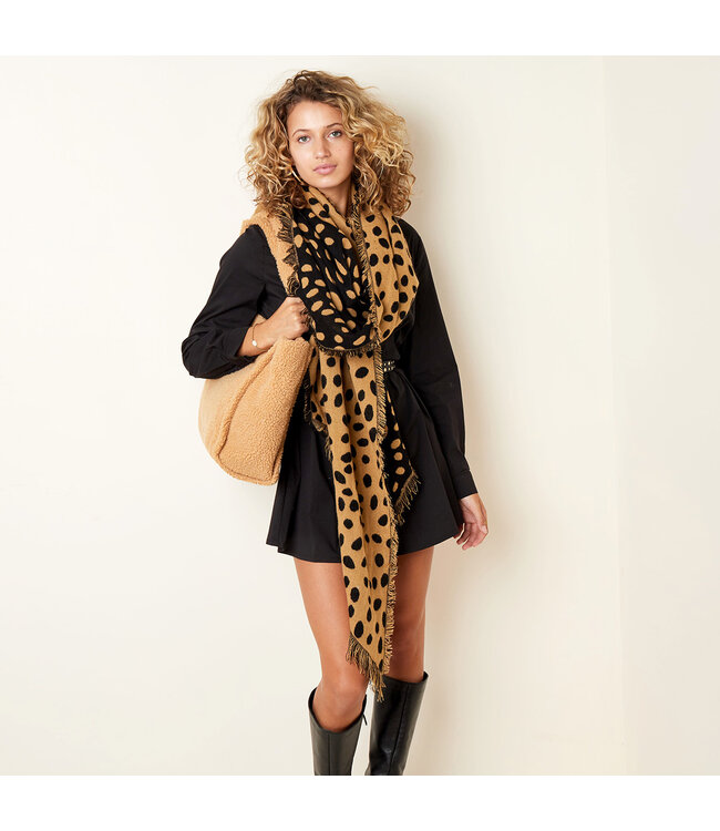 Leopard Dots Scarf / Camel