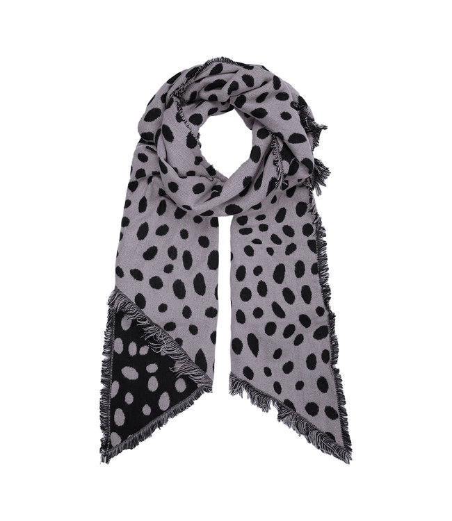 Leopard Dots Scarf / Grey
