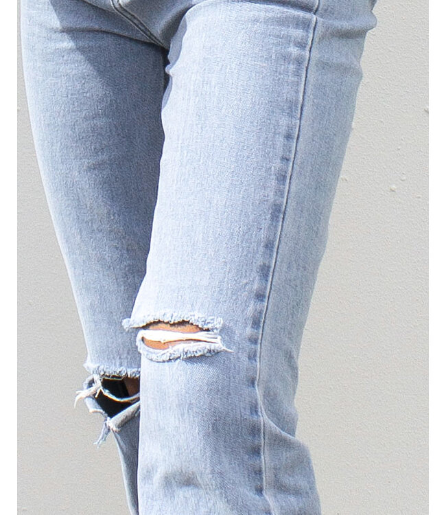 Straight Leg Cut Out Knee Jeans